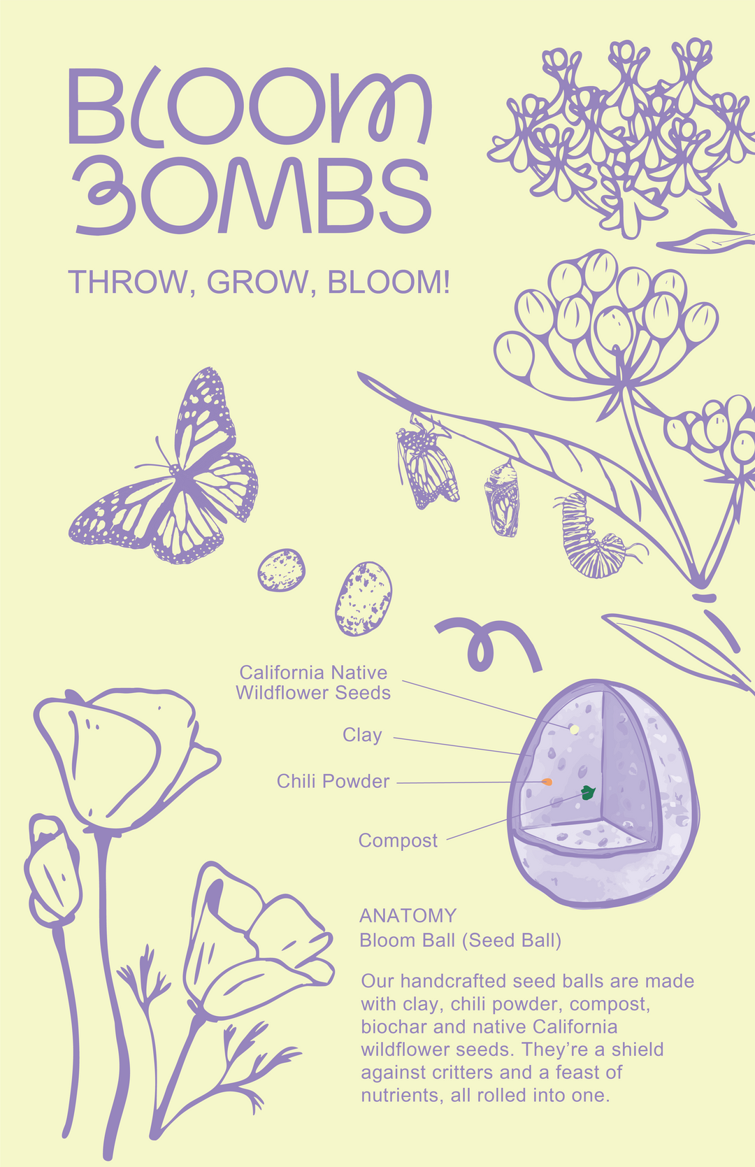 native wildflower seeds california Pollinator Blend CA Wildflower Mix-SEEDS ONLY 1oz. – Bloom Bombs